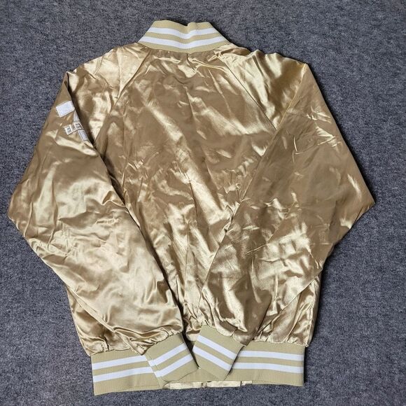 Molson Coors Augusta Sportswear Jacket Size S Gold Satin Snap Varsity Bomber - Picture 2 of 12